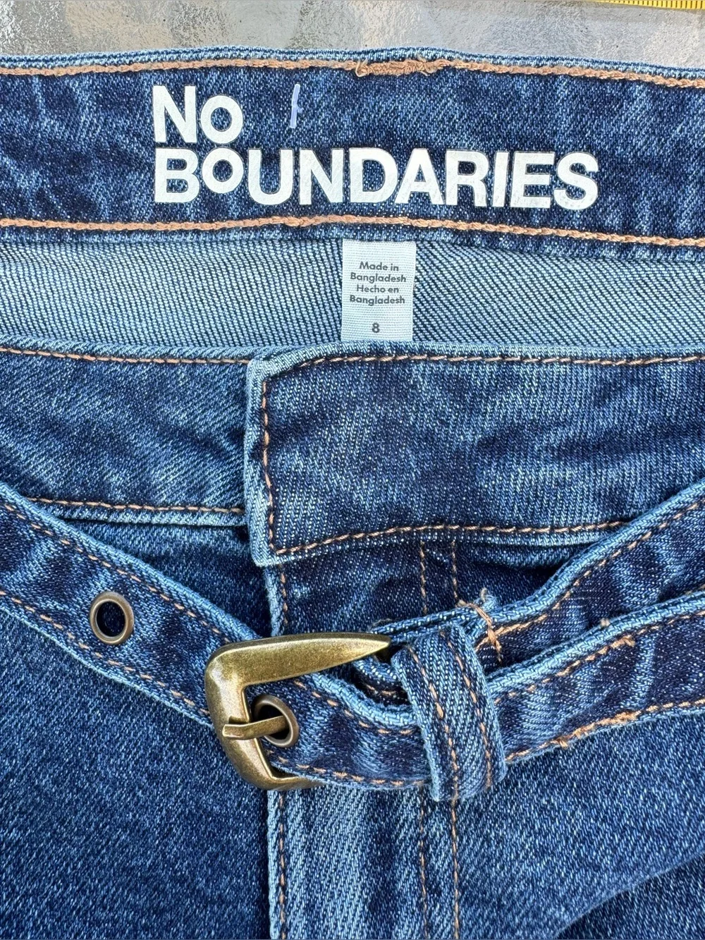 🔥 NWT No Boundaries Western Belted Denim Shortie Shorts 8